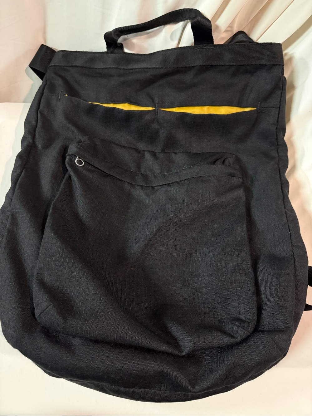 IKEA Black Canvas Backpack with Yellow Accent